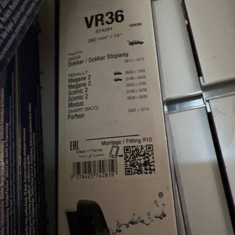 Balai d'essuie-glace arrière Valeo VR36