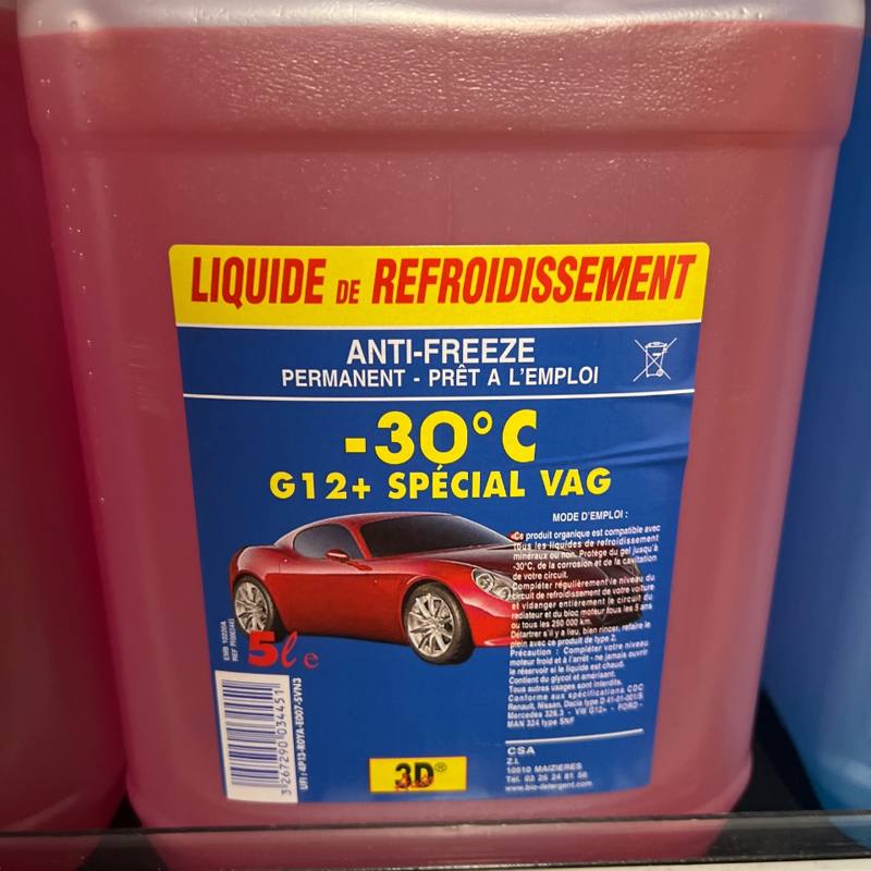 Liquide de refroidissement G12+ spécial VAG -30°C 5 L 3D