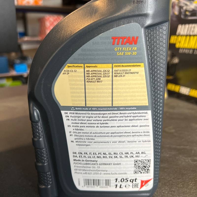Huile moteur Titan GT1 Flex FR 5W-30 1 L Fuchs 4001541468300