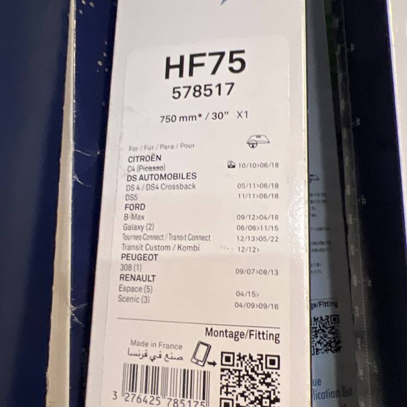 Balai d'essuie-glace Hydroconnect HF75 Valeo 578517