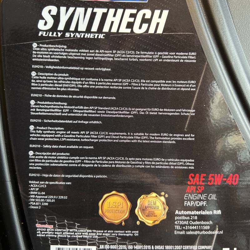 Huile moteur Synthech 5W-40 entièrement synthétique Atlantic