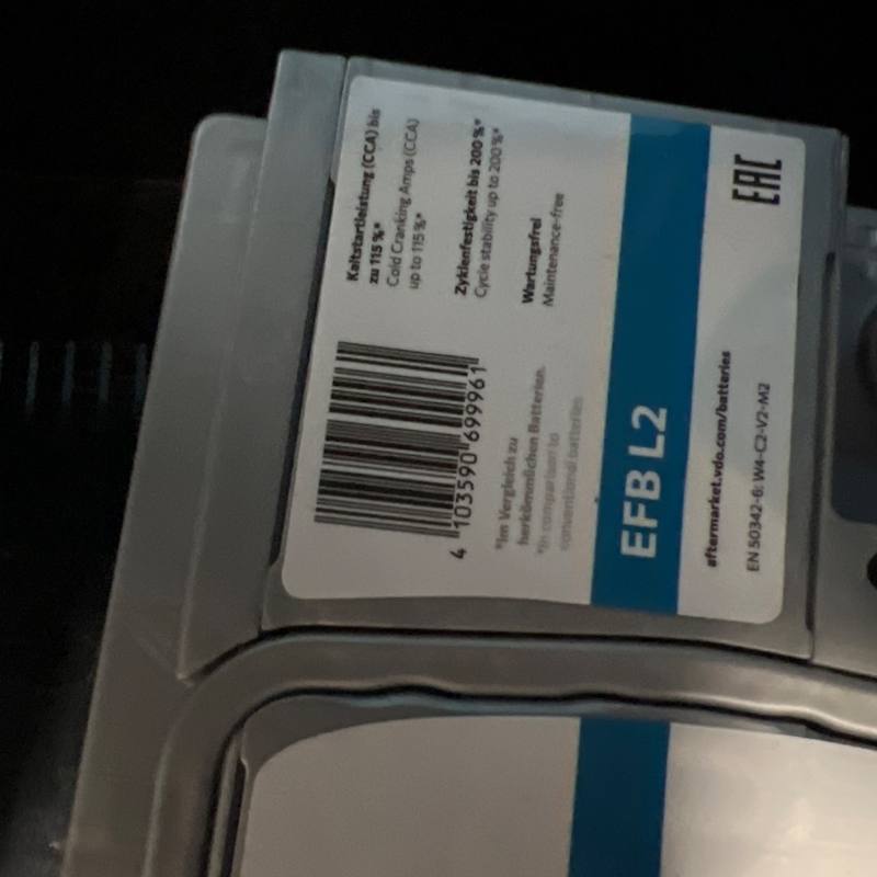 Batterie de démarrage EFB L2 VDO 4103590699961