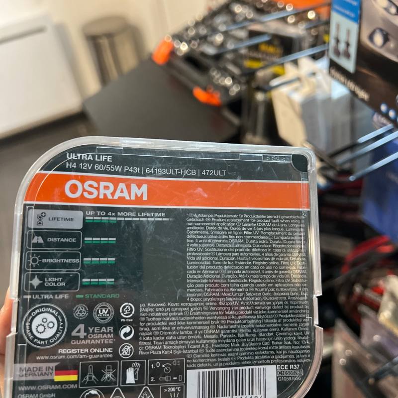 Ampoules H4 Ultra Life 12V 60/55W Osram 64193ULT-HCB