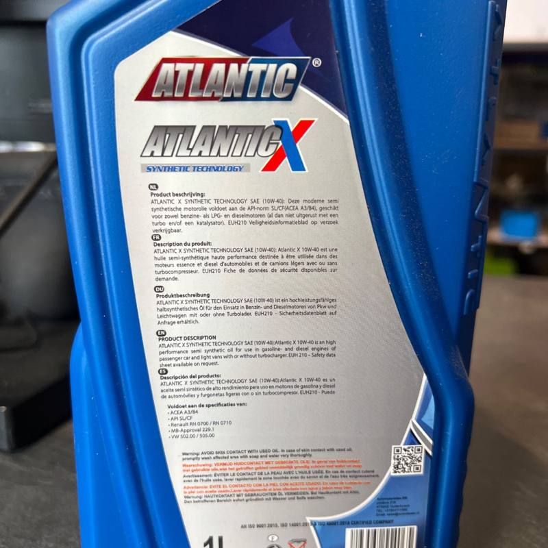 Huile moteur Atlantic X Synthetic Technology 10W-40 1 L 6293562554065